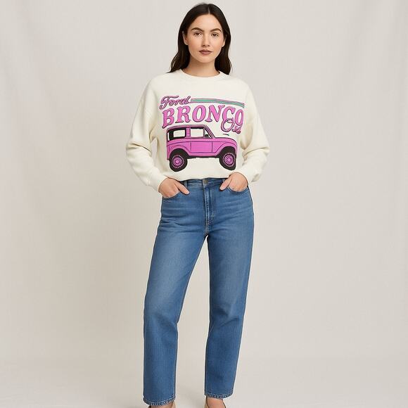 Ford Bronco Girl Cropped Sweatshirt by Grayson Threads Vintage Style L - Picture 1 of 8
